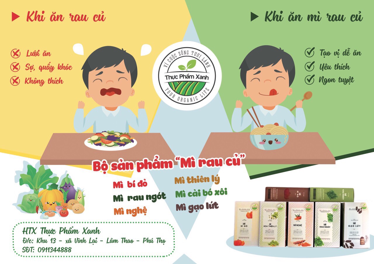 Mì rau củ của Hợp tác xã thực phẩm xanh Lâm Thao- Sản phẩm dinh dưỡng từ thiên nhiên